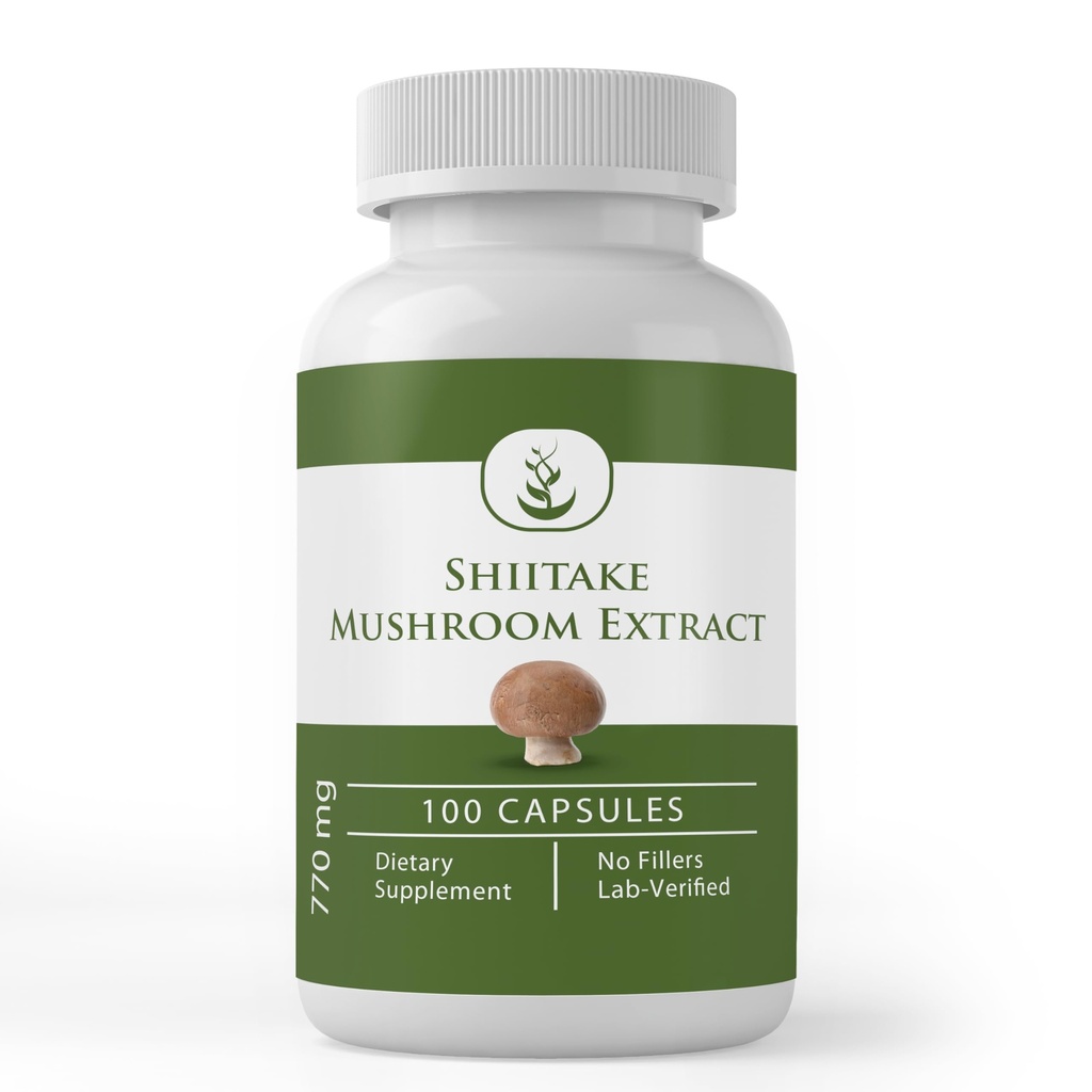 Pure Original Materialss Shiitake Mushroom Extract (100 Capsules) Her zaman Pure, Nomixs Or Fillers, Lab Onaylandı
