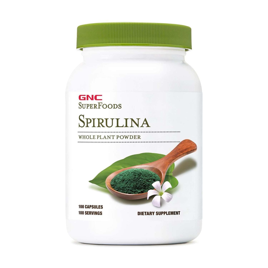 GNC SuperFoods Spirulina Whole Plant Toz Capsules, 100 Capsules, 100 Hizmet
