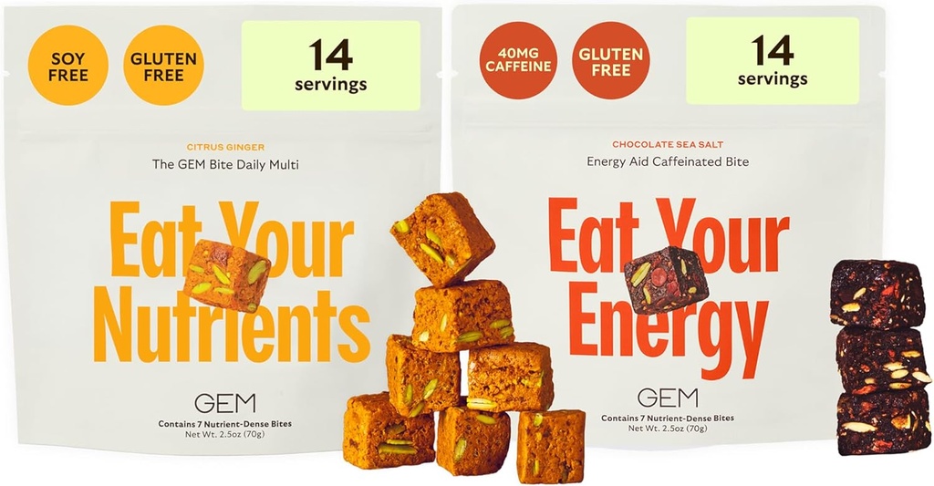 GEM Daily Superfood and Energy Support for Women & Men, Natural Whole Foods with Essential 20+ Whole-Food Vitamins, Minerals, superfoods, prebiyotikler, Temiz Enerji Çeşitli Paketi, 28 Hizmet