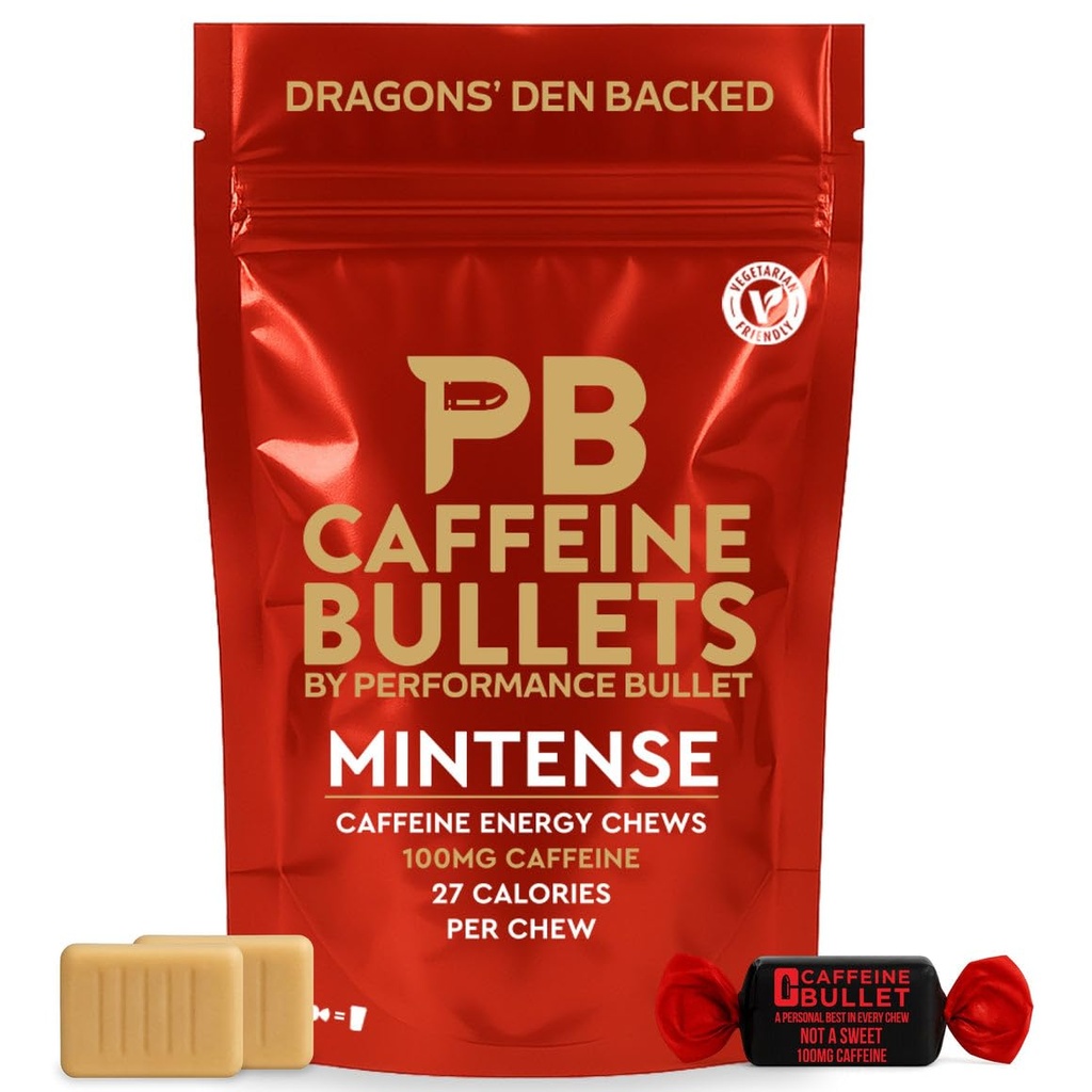 Caffeine Bullet Energy Gel - Mint Chews *16 - Tabletlerden ve Gum. 100mg Per Servis - Spor Bilimi Koşu, Bisiklet, Oyun ve Pre Workout Endurance Kick.