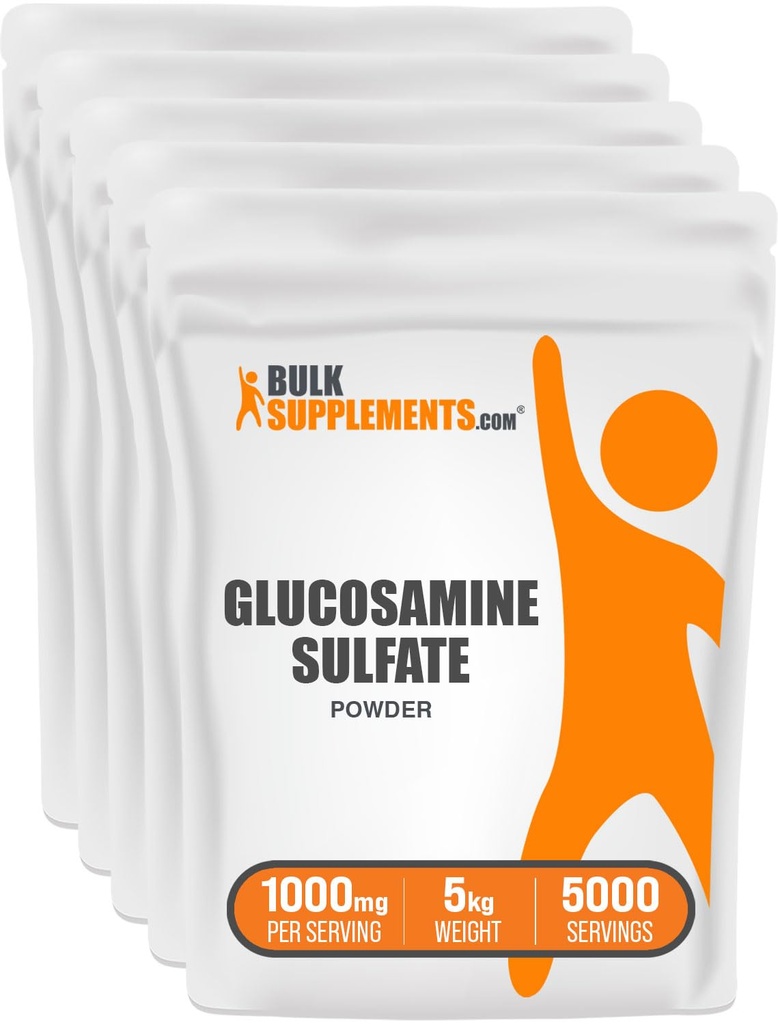 BulkSupplements.com Glucosamin Sulfate Toz - Glucosamine Supplement, Ortak Destek Supplement - Gluten Free, 1g per Service, 1 kg (Pack of 5) (11 lbs)