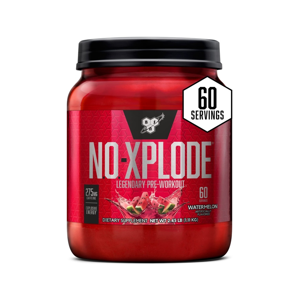 BSN N.O.-XPLODE Pre Workout Toz, Blood Supplement for Men and Women with Kretine and Beta-Alanine, Flavor: Watermelon, 60 Hizmetler