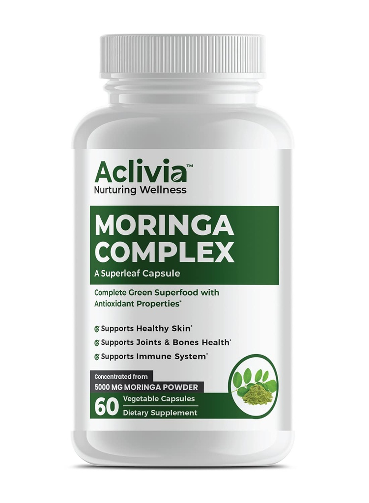 Moringa Kompleksi - En Güçlü Moringa Oleifera Leaf & Seed Supplement - Superfood Capsules with Antioxy Properties - 5000 mg - 60 Capsules