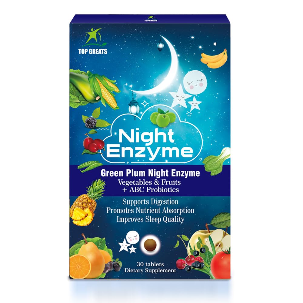 Gece Enzyme, Daily Multi Digestive Enzymes, Green Plant Meyve ve Sebzeler Probiyotikler, Relief Bloating, Better Sleep Quality, for Men and Women, Discover Digestive Health- 90 Tabletler