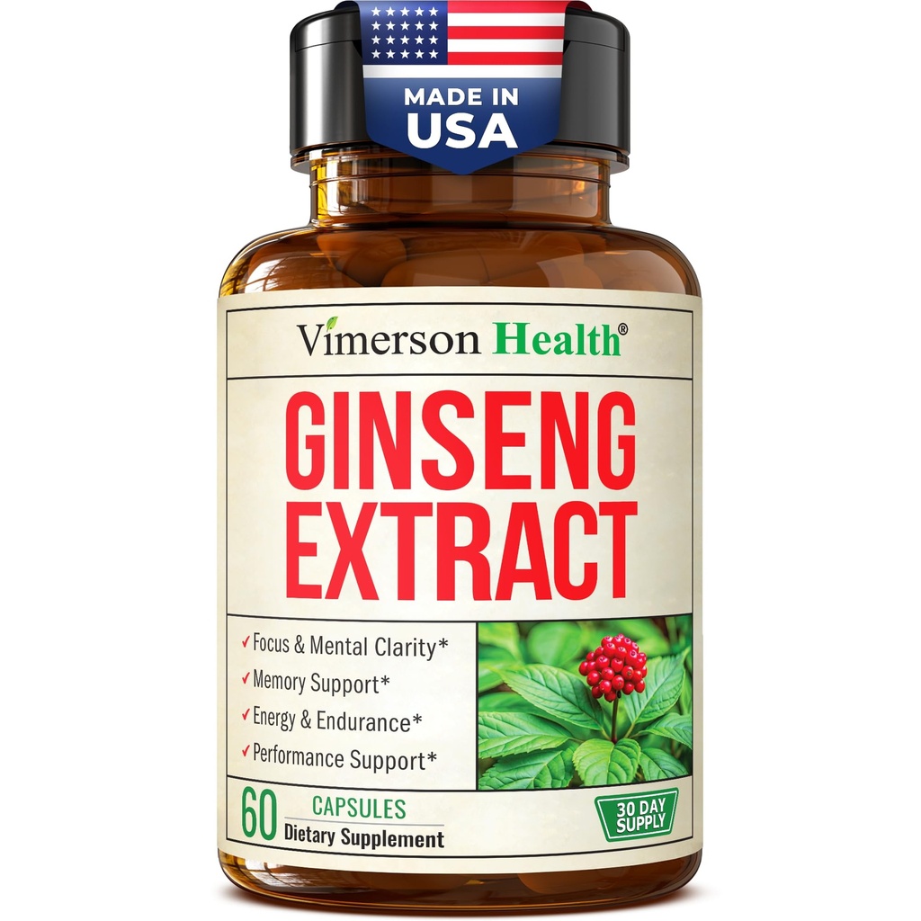 Panax Ginseng Supplement 1000mg – Korean Red Ginseng Extract for Men & Women – Energy, Focus & Stamina Support – Standardized Full-Spectrum Adaptogenic Formula for Mental Clarity, Performance & Memory