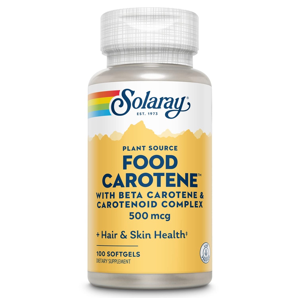 SOLARAY Food Carotene, A 10000 IU | Sağlıklı Cilt, Gözler, Antioksi & Immune Support (100 CT)