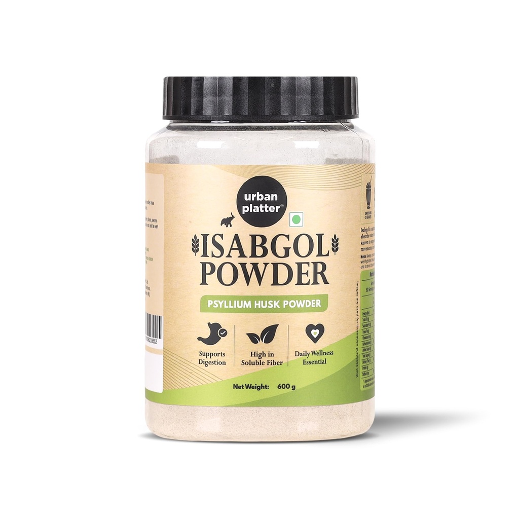 Urban Platter Isabgol Powder, 600g (Finely Milled Psyllium Husk, Rich in Dietary Fibre, Supports Digestive Health, Nature's Soluble Fibre)