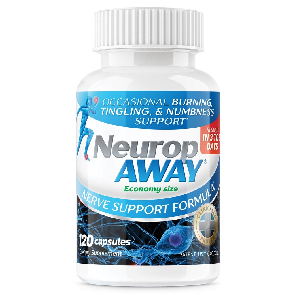 NeuropAWAY Nerve Support Supplement, R-Alpha Lipoic Acid to Help Provide Nerve Relief and Health in as Little as 5 Days, Acetyl-L-Carnitine, Taruine, Vitamin B12, L-Citrulline 120 Capsules
