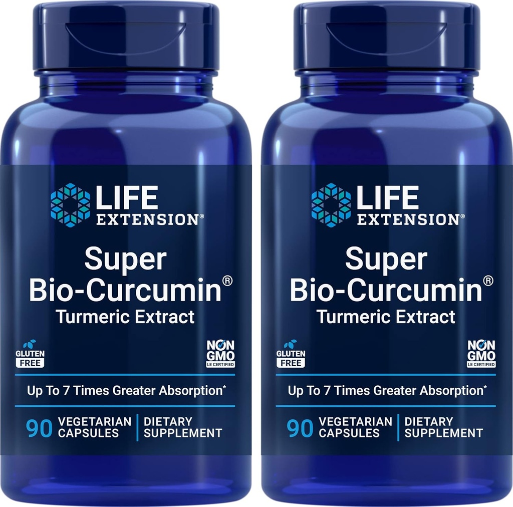 Life Extension Super Bio-Curcumin Turmeric Extract 400 mg, 90 Veg Caps (Pack of 2) - Vegetarian Capsule - Non-GMO - Highly Absorbable