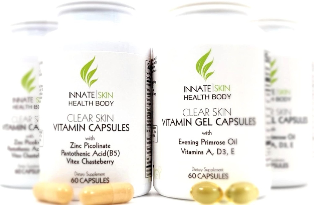 Clear Skin Acne Vitamin Sistemi | 20 Antioksis, Botanik ve Mineraller | 4 Kont Pack of 4