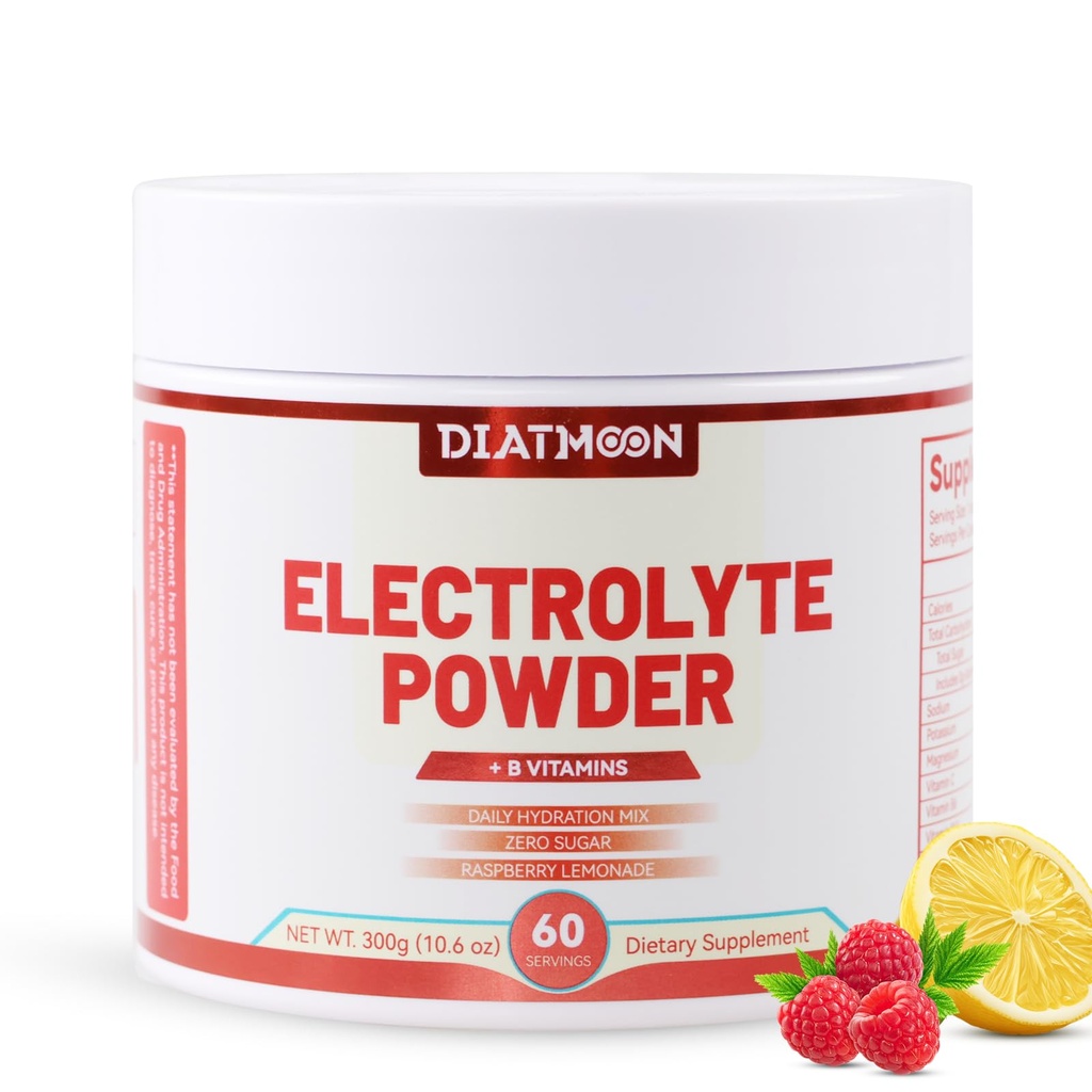 Electrolytes Powder No Sugar, Enhanced with B-Vitamins and Minerals – Keto Friendly, Hydration Drink Supplement - 60 Servings