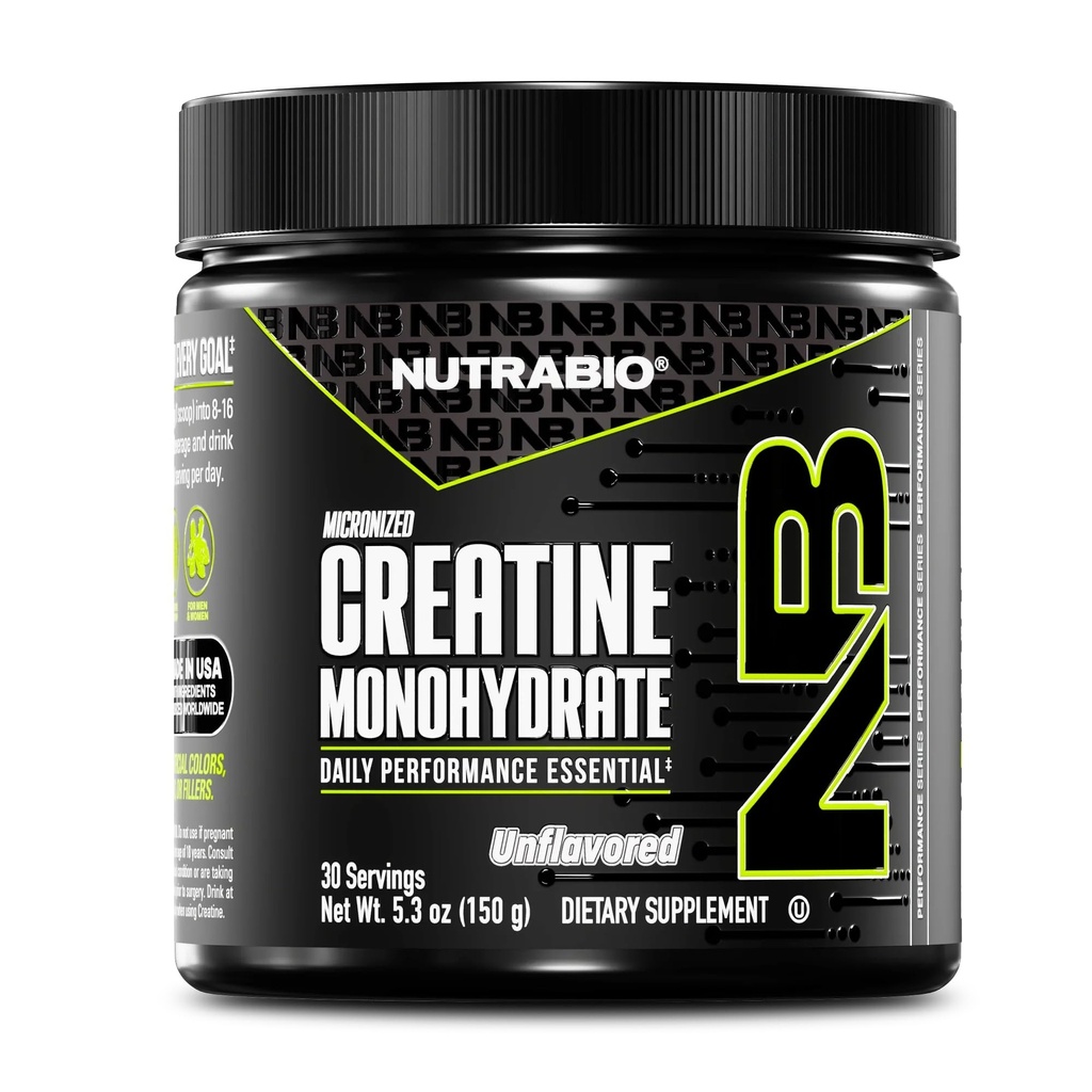 NutraBio Pure Micronized Tinatine Monohidrat Toz Supplement, Unflavored, (150 g) - Destekler Bulk Muscle Energy, Recovery, and Strength - HPLC Tested Kretine Toz Supplement for Men and Women