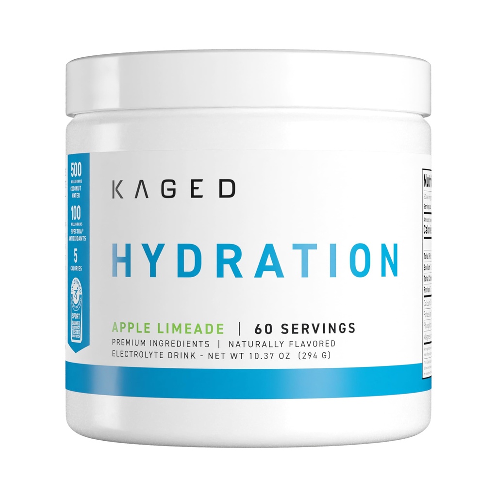 Kaged Electrolyte Hydration Toz Hydracharge Apple Limeade Sports Drink for Men and Women Pre, Post, Intra Workout Supplement 60 Hizmetler