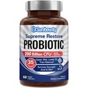 Erkekler ve Kadınlar için Probiyotik, 200 Milyar CFU 35 Strains, Prebiyotiks + Digestive Enzymes, Supreme Restore Probiyotik Supplement, Upper, Mid, Lower GI Tract Balance, 60 Veggie Capsules, 1 Ay