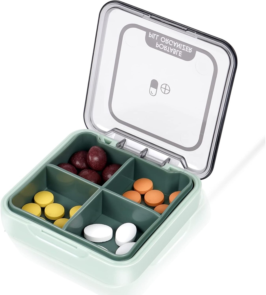 Daily Pill Organizer Vitamin Planner Portable Medicine Box, Travel Compartments Pill Organizer Box, Moisture Proof Small Pill Case for Pocket Purse Daily Pill Holder Container for Medicine Vitamin