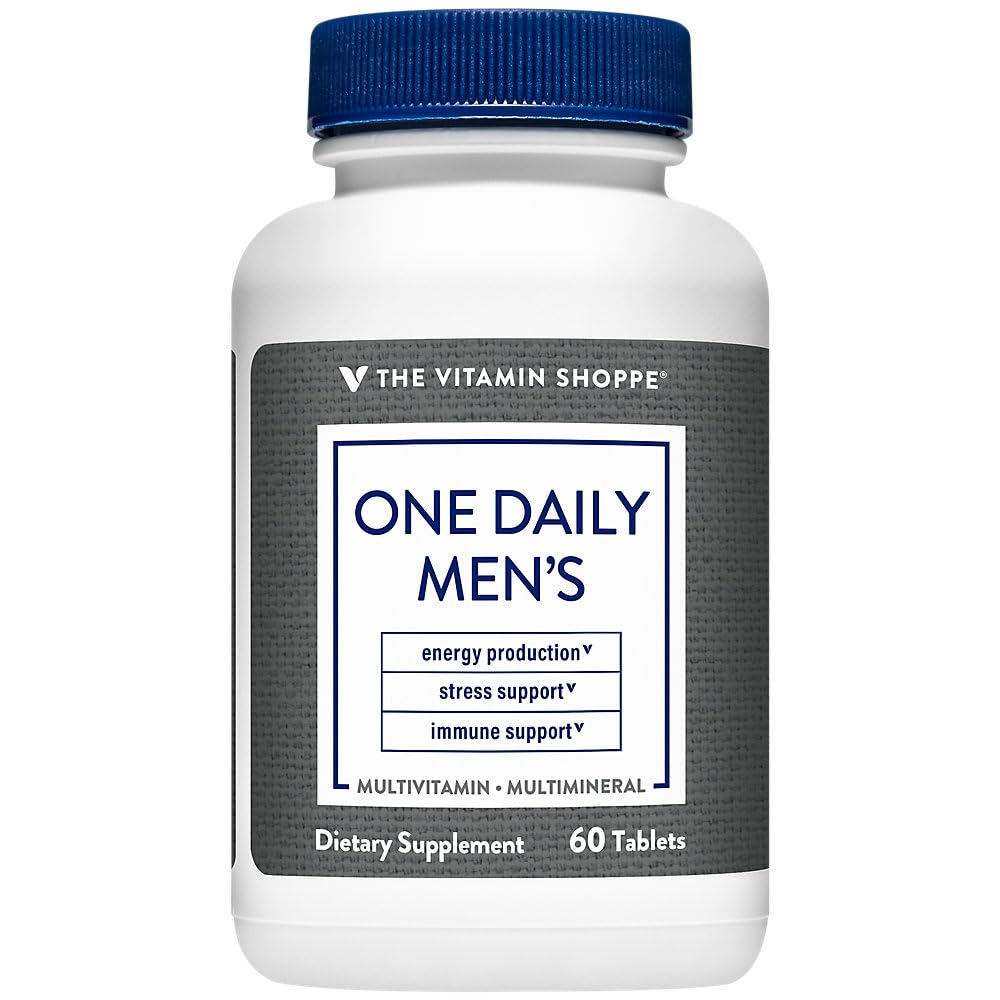 The Shoppe One Daily Men's Multivitamin - Energy & Antioxy Mix, Daily Multi-Mineral Supplement for Optimal Men's Health, Gluten & Dairy Free (60 Tablet)