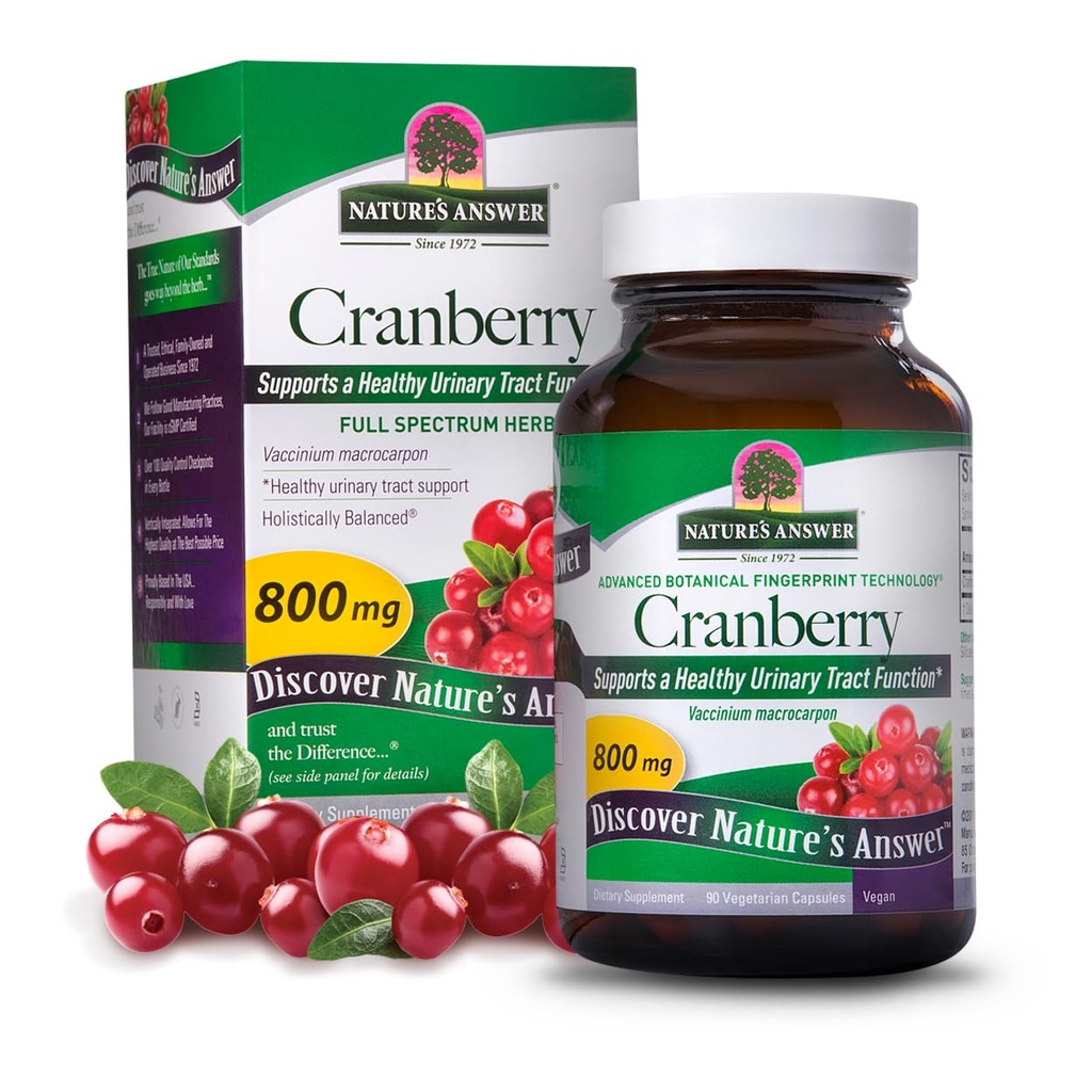 Nature's Answer Cranberry Fruit | Dietary Supplement | Supports a Healthy Urinary Tract Function & Healthy Immune System | Vegetarian, Kosher Certified & Vegan 90 Capsules (2 pack)