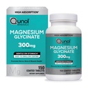 Qunol Magnezyum Glycinate 300 mg, 100% Glycinate Chelated Magnezyum Supplement, 150ct Tablets