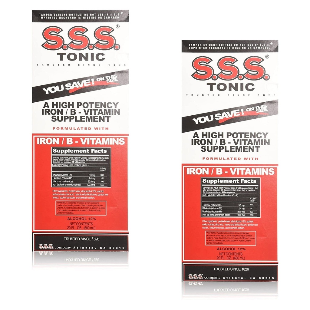 S.S. Tonic Iron ve Vitamin B Supplement Sıvı, Büyük 20 oz (Pack of 2)