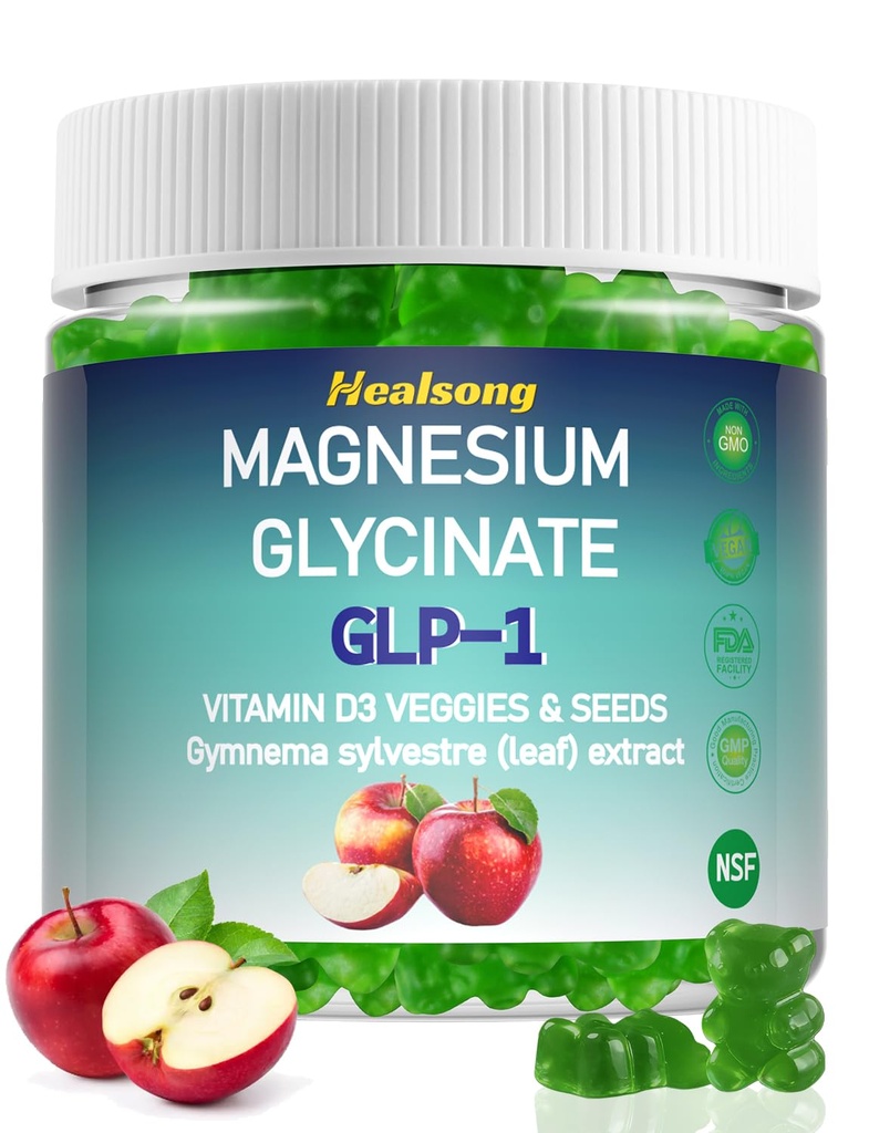 Magnezyum Glycinate Gummies 400 mg Supplements with Magnezyum Malate & Taurate | Vitamin D3 Spinach | Kale | Broccoli