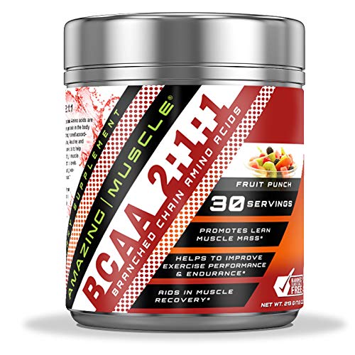 Amazing Muscle BCAA 2:1 1. Bölümlü Zincir Merik Asitler Tamam | 6.000 Mg Per Servis | Meyve Flavor | 30 Hizmet