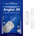 Empty Capsules Size 1 - Clear Fillable Vegetarian Capsules(100 Count) Size 1 Empty Pullulan Capsules with Two Micro Lab Spoons,- Veggie Capsules Empty Caps for DIY Your Own Supplements
