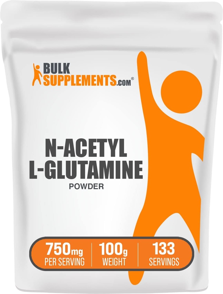 BulkSupplements.com N-Acetyl L-Glutamine Toz - Glutamine Supplement, L Glutamine Toz, Gut Health & Recovery - Gluten Free, 750 mg per Service, 100g (3.5 oz) (Pack of 1)