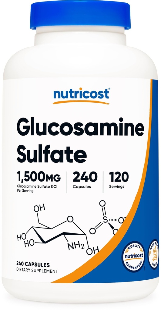 Nutricost Glucosamine Sulfate 750mg, 240 Capsules (2 Bottles) (1500mg Per Serving)