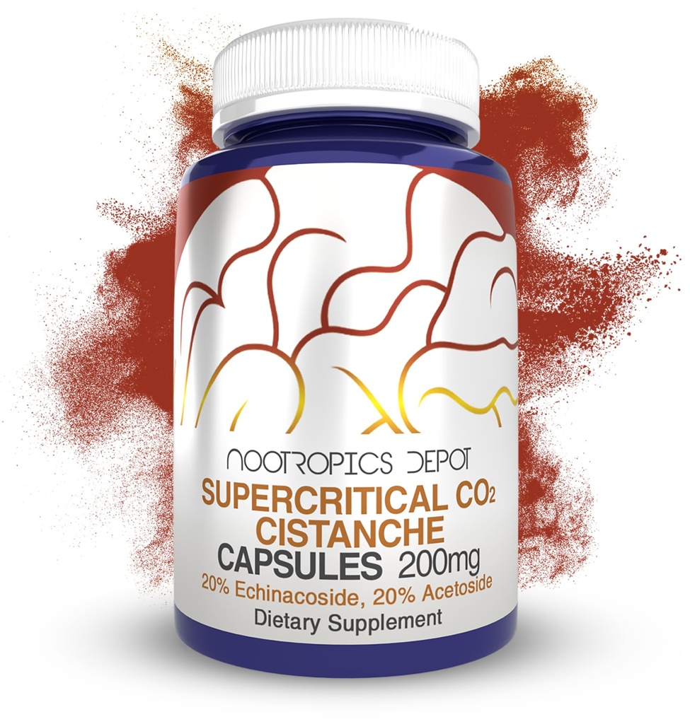 Nootropics Depot Cistanche Supercritical CO2 Extract Capsules | 20% Echinacoside + 20% Verbascoside (Acetoside) | 120 Count
