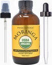 PRIME NATURAL Organic Moringa Oil USDA Certified, 100% Pure, Cold Pressed, Virgin, Unrefined Oil (4oz /120ml) - Moringa Dietary Supplement - Energy, Joints, Skin, Face, Body, Hair, Vegan, Food Grade