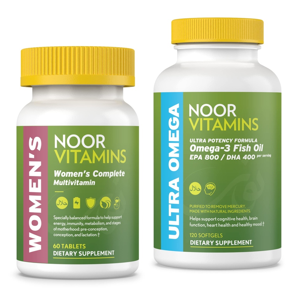 Noor Vitaminleri Kadınlar Multivitamin ve Omega Fish Oil Supplement Sche