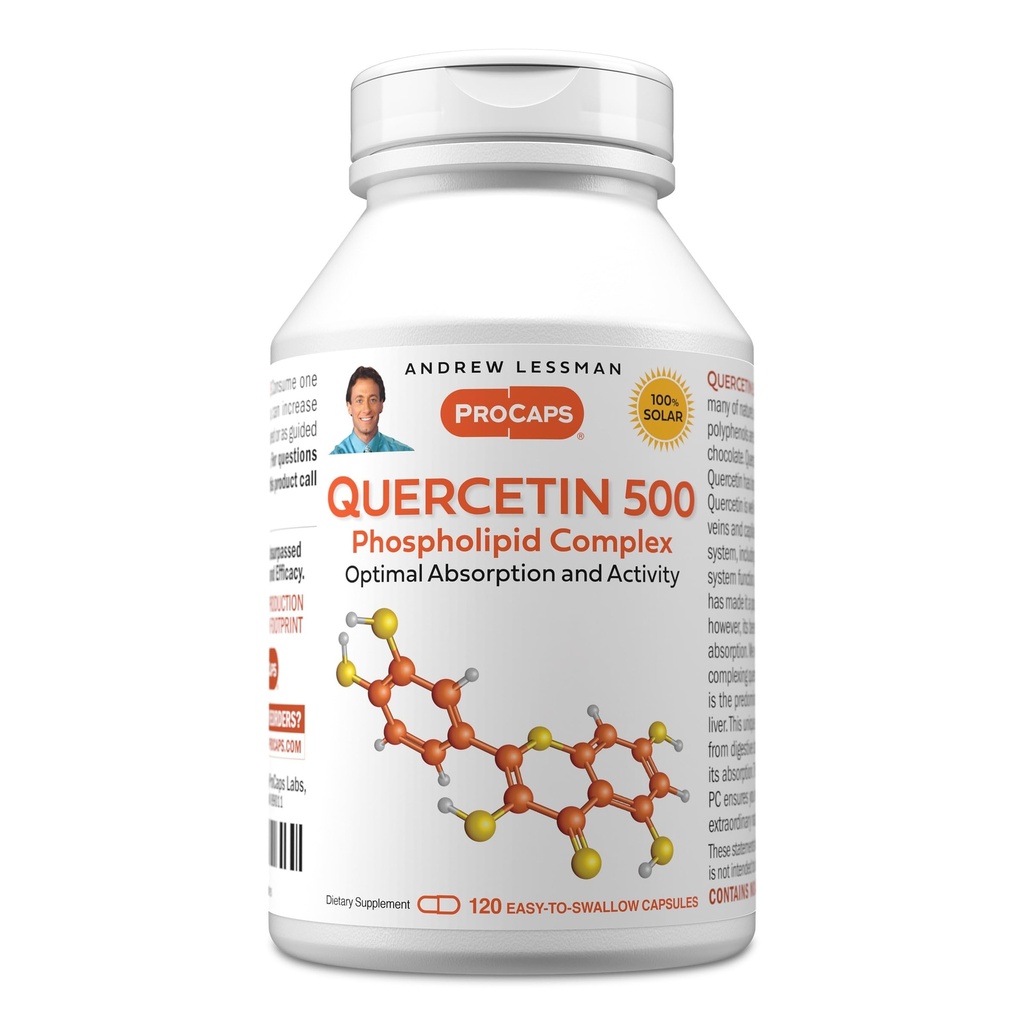 ANDREW LESSMAN Quercetin 500mg - 120 Capsules - 500 mg Unique Quercetin Phospholipid Complex, Highly Absorbable Formula to Support Healthy Heart, Circulatory and Immune Function. No Additives.