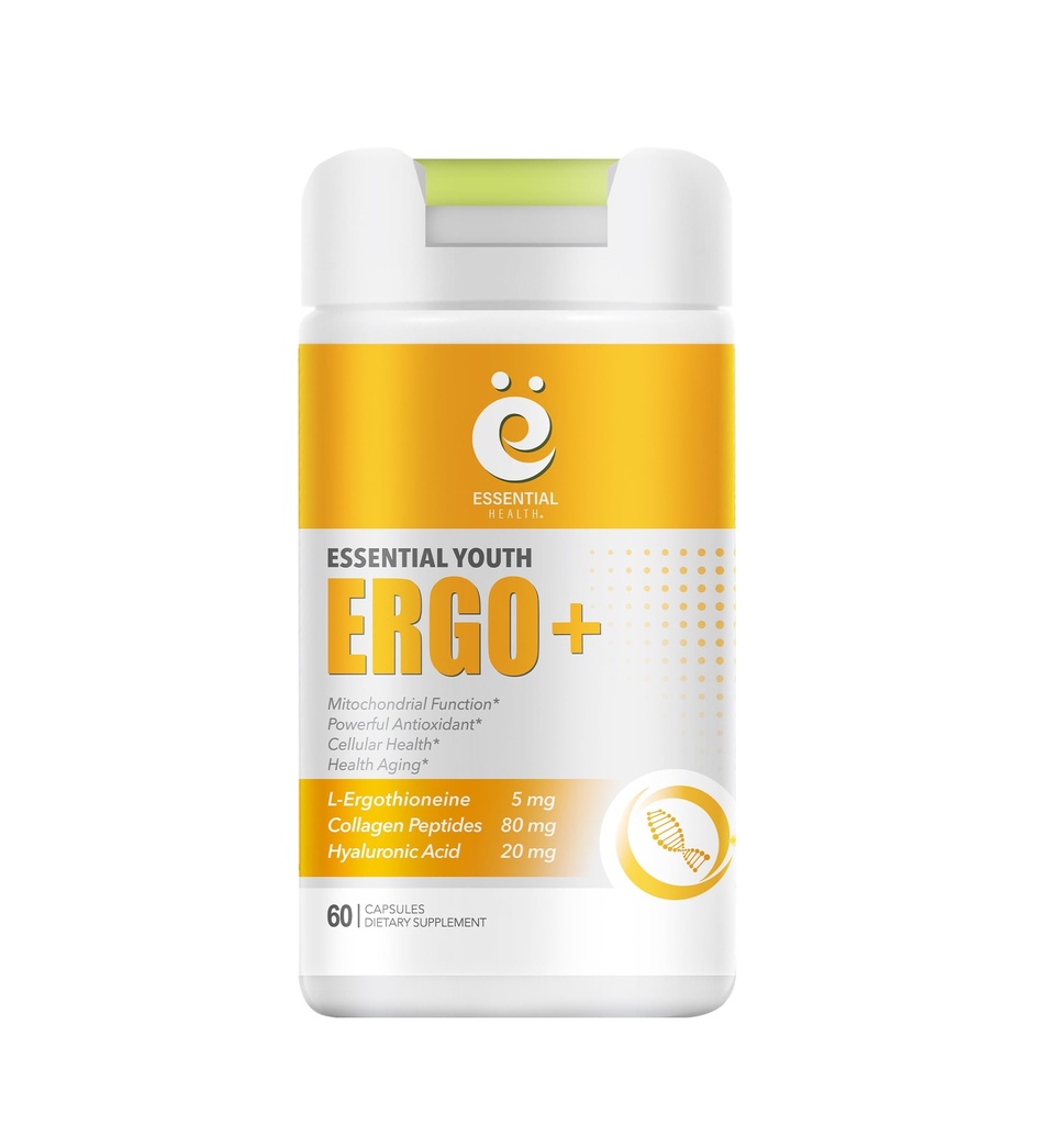 L-Ergothioneine with Collagen,, Hyaluronik Asit, C vitamini ve E - Gelişmiş Antioksi, Longevity & Health Aging – Gluten-Free, 60 Capsules (1 Pack)
