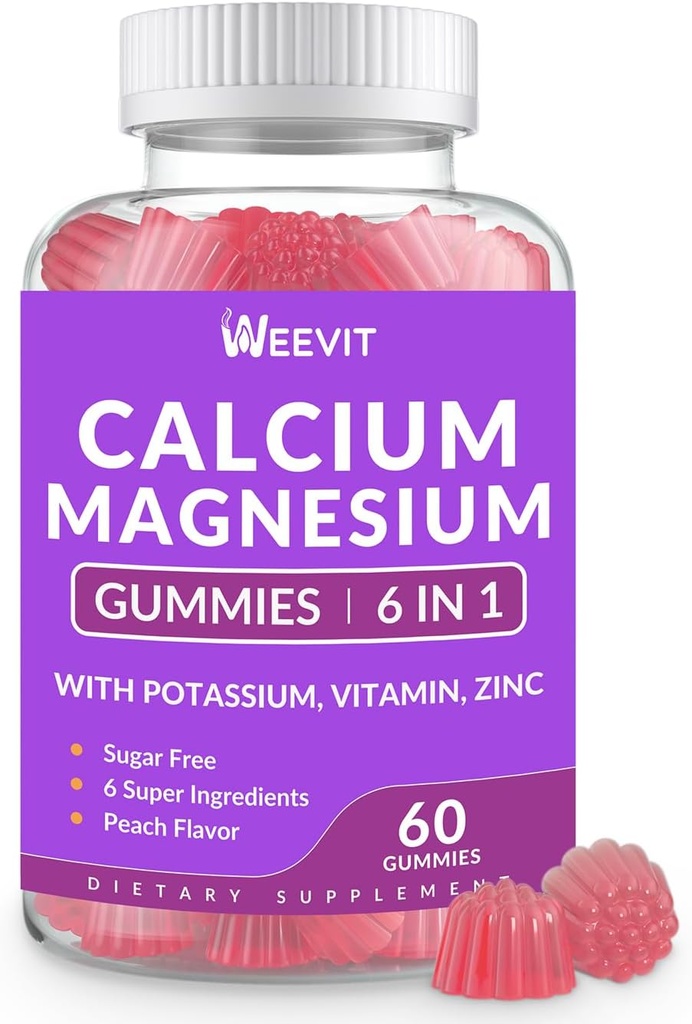 Sugar Freeuba Gummies Supplement 600 mg, Kalsiyum Magnezyum Gummies with Vitamin D3 K2, Potasyum, Yüksek Absiyon CA Gummy for Bone, Teeth & Muscle