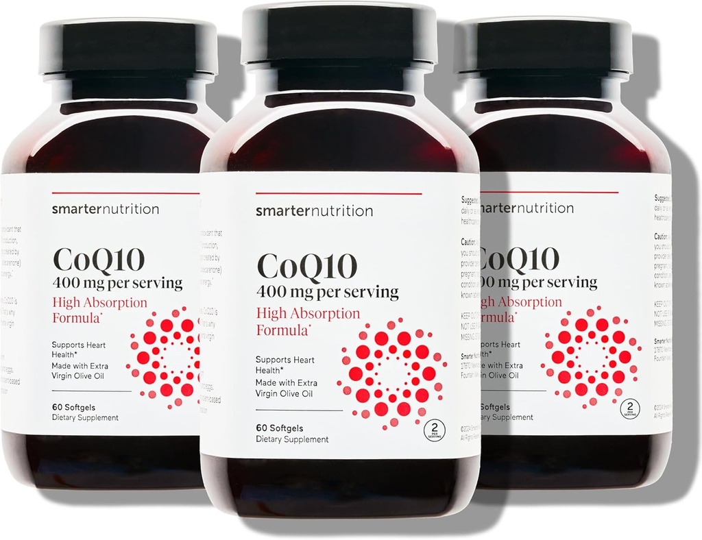 AKMANLIĞI CoQ10 400 mg High Abors - Doğal olarak Ubiquinone w/Organic Cold-Pressed Olive Oil - For Heart Health, Cellular Energy - Non-GMO, Gluten Free - 180 Count[90-Day Supply]