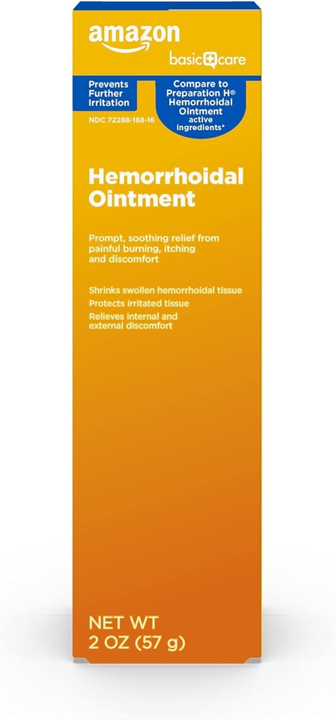 Temel Bakım Hemorrhoid Ointment, Hemorrhoid Tedavisi, Ağrı Yardımı, Relieves Yanan, Itching and Discomfort, 2 ounce (k 1)