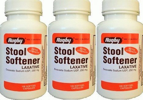 [3 PACK] Rugby® Docusate Sodium USP, 250mg Extra Strength Stool Softner Laxative 100ct Softgels (Pack of 3) *Compare to Colace Extra Strength & Save!* UPC