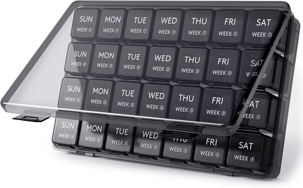 Lifewit Monthly Pill Organizer, 28 Günlük Pill Box, 4 Hafta Bir Ay Pill Vakaları, Vitaminler için Büyük Karşılaştırmalı Tıp Organizer, Fish Oils, Supplements