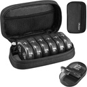 Serfeymi Weekly Travel Pill Organizer 2 Times A Day AM PM Yükseltd Black Pill Box 7 Day with Portatif Hologram Kanları, Vitaminler, Tamamlar, Fish Oils - Black 01