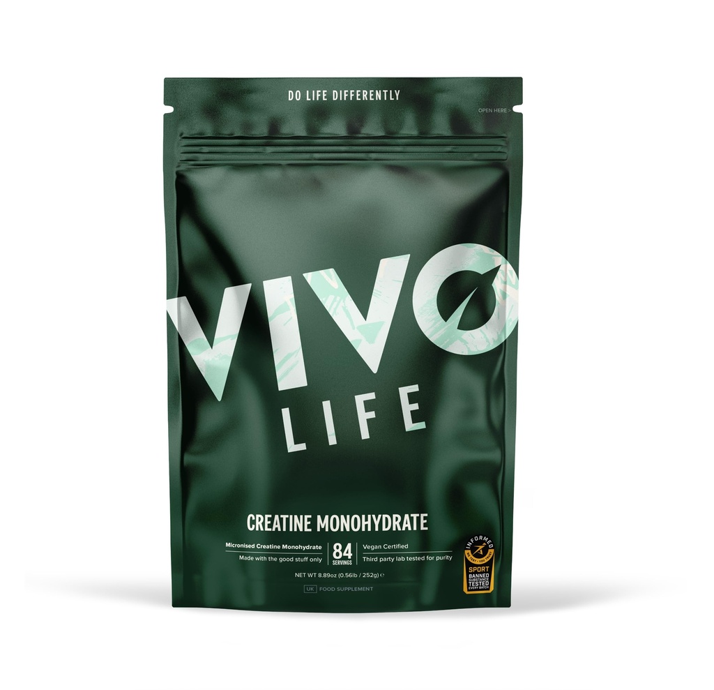 Vivo Life - Kretine Monohidrat Toz Mikronize - Vegan, Unflavoured (8.8 oz, 84 Hizmet)