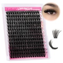 FADLASH Lash Clusters 100D Fluffy Eyelash Clusters 12-18mm Individual Lashes Cluster Eyelash Extensions 3D Effect Wispy Thick Lash Extension Clusters (100D-0.07-D, 12-18mm)