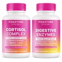 Pink Stork Digestive Health & Stress Support | Cortisol Complex with Adaptogens & Digestive Enzymes | Gut, Energy, Hormone & Mood Balance Support for Women