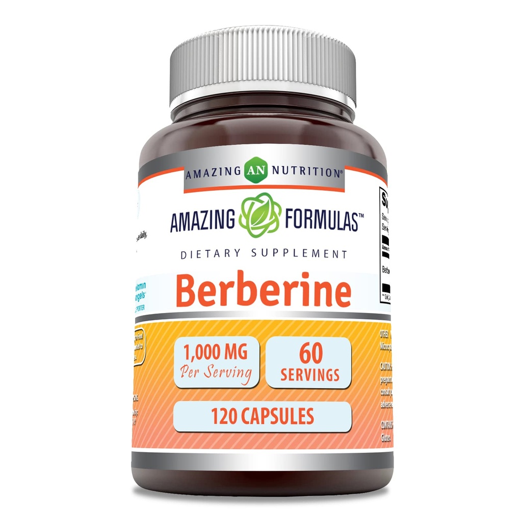 Amazing Formulas Berberine 1000 mg EN 120 Capsules Supplement | Non GMO | Gluten Free | Made in USA