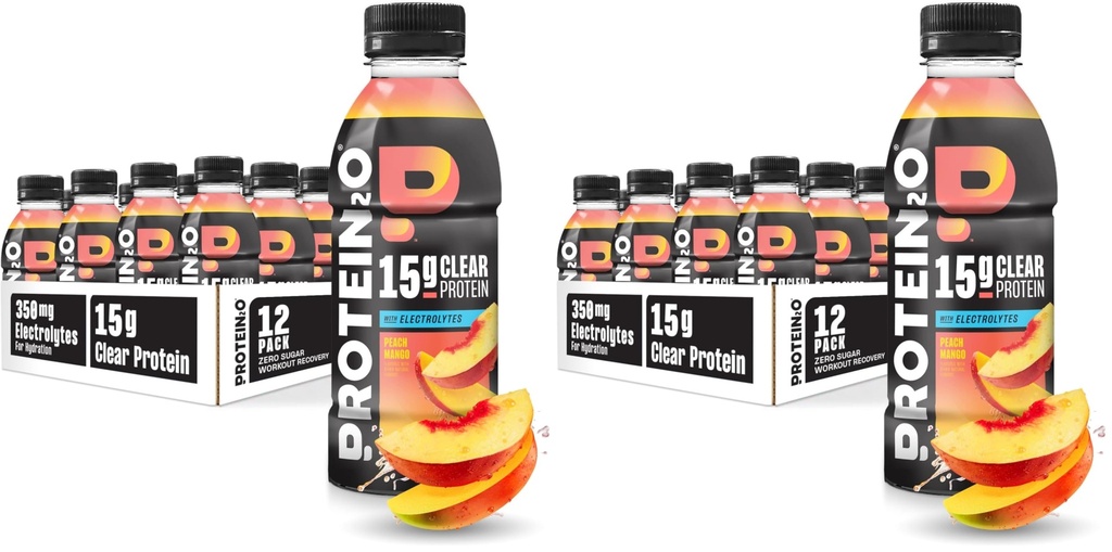 Protein2o 15g Whey Protein Infused Water,Peach Mango,16.9 Oz Bottle,(Pack of 24)
