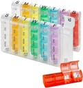 Haftalık Pill Organizer - (Pack of 2) Pill her gün Pills & Vitaminler için analizler, Four Times-a-Day Drug Hatırlatıcısı, Seyahat ve Pursements Pazartesi günü Seyahat için AM/PM Karşılaştırmalarını Okumak için Kolay