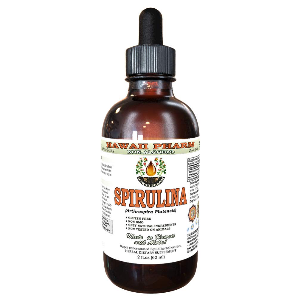 Spirulina Alkol Özgür Tasdi, Organik Spirulina (Arthrospira plakansis) kuru Algae Glycerite Natural Herbal Supplement, Hawaii Pharm, ABD 2 fl.oz