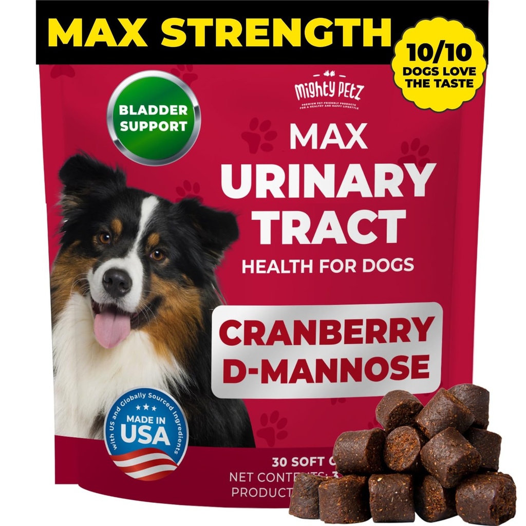 Köpek UTI Tedavisi için Cany Petz MAX Cranberry - Köpekler + D-Mannose için MAX Strength Cranberry Supplement. Köpekler için Bladder Kontrolü. Urinary Tract Care & Kidney Destek Chews