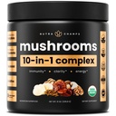 NutraChamps Organik Mushroom Toz - 10in-1 Kompleks - Mushroom Supplement Toz Mix for Memory, Focus & Immune Support - 8oz (8.0 OZ, Mushroom Mix)