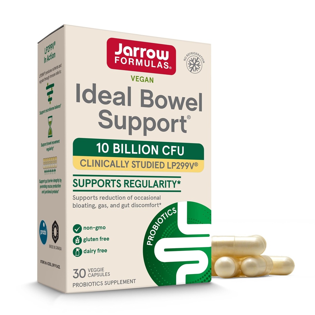 Jarrow Formulas İdeal Bowel Destek - 10 Milyar CFU Per Servis - Bowel Destek - Bloating, Gas & Intestinal Discomfort - 30 Hizmete Kadar (Veggie Caps)