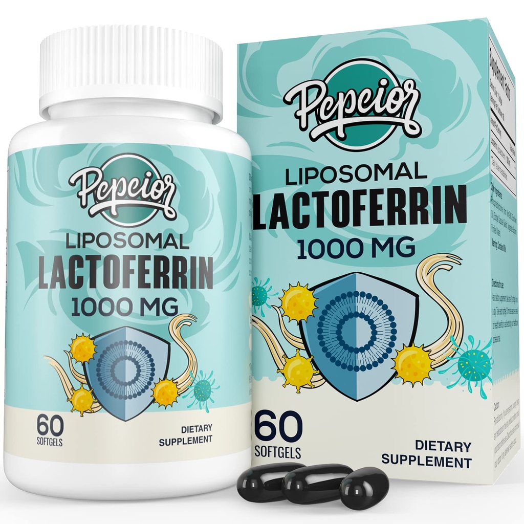 Liposomal Bovine Lactoferrin 1000 mg - Yüksek Aborpsiyon - Demir Aborpsiyon ve Immune Function Lactoferrin Supplements for Yetişkinler, 60 Softgels